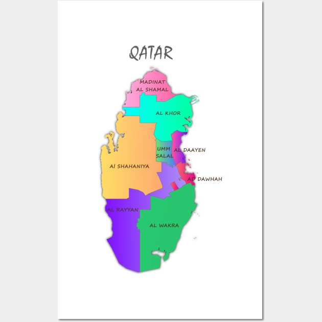 Map of Qatar with municipalities. Political map. Vector Wall Art by Mashmosh